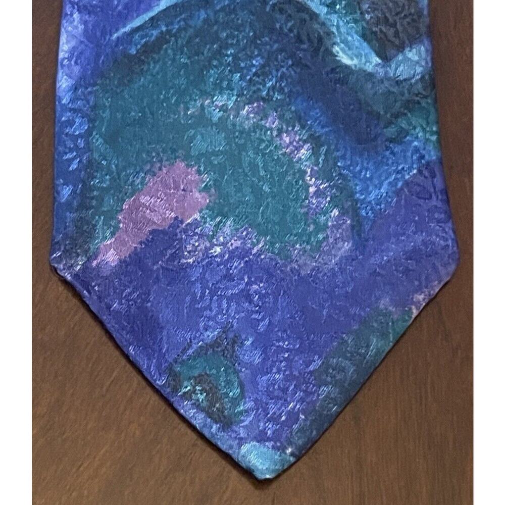 Florenzi Collection Blue Green Purple 100% Polyester Men’s Neck Tie Made In USA